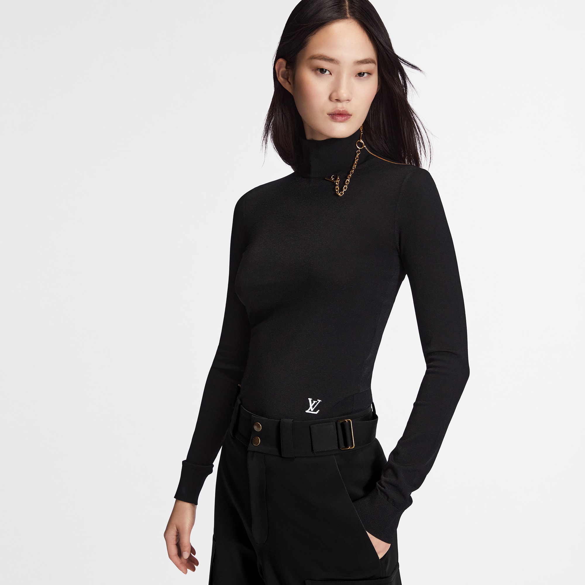 Louis Vuitton ブラック タートルネック セーター Shoulder Detail Turtleneck Sweater - Ready-to-Wear 1A9EQS | LOUIS